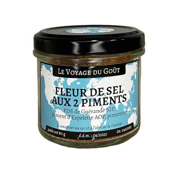 Fleur de Sel aux 2 Piments en Pot - 80 gr